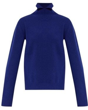 Jil Sander Ribbed High-Neck Jumper - Blue