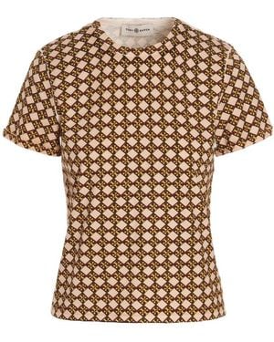 Tory Burch Logo-Check Cotton T-Shirt - Multicolor