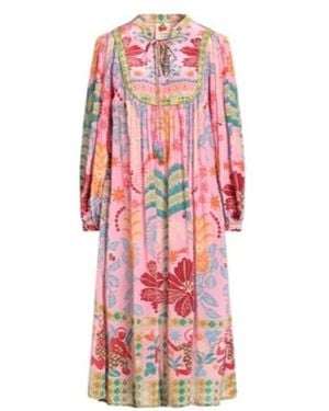 FARM Rio Printed Waist-Cinching Long Dress - Red