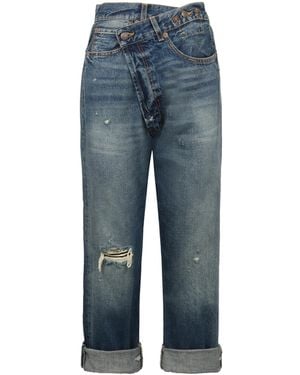 R13 Cropped Distressed Jeans - Blue