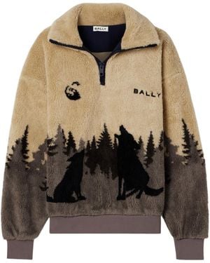 Bally Printed Fleece Half-Zip Jacket - Black