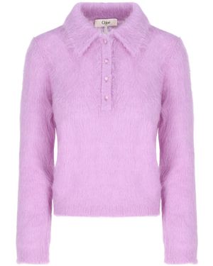 Chloé Chloé Polo Neck Knitted Top - Purple