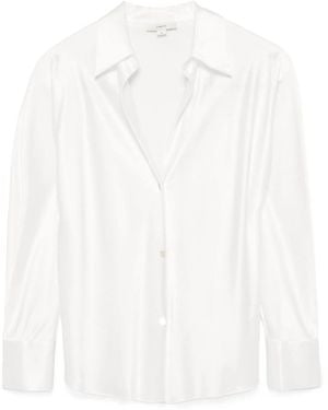 Vince Button-Up Silk Shirt - White