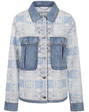 Ermanno Scervino Lace-Panelled Denim Jacket - Blue