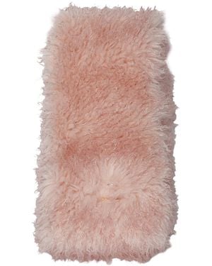 Ganni Loog Patch Shearling Scarf - Pink