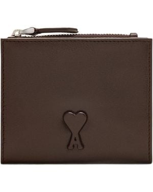 Ami Paris Ami Zipped Bi-Fold Wallet - Brown