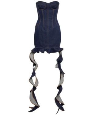 David Koma Corset Denim Minidress - Blue