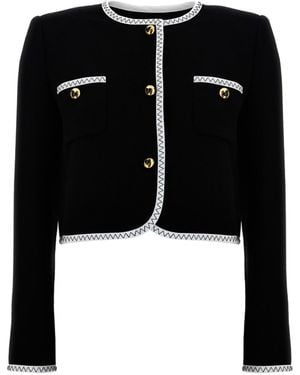 Moschino Collarless Singled-Breasted Short Jacket - Black