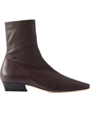 STAUD Wally Leather Ankle Boots - Brown
