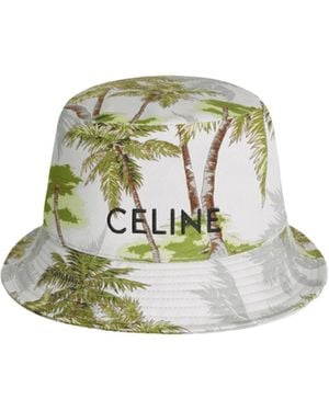 Celine Bucket Hat With Drawstring - White