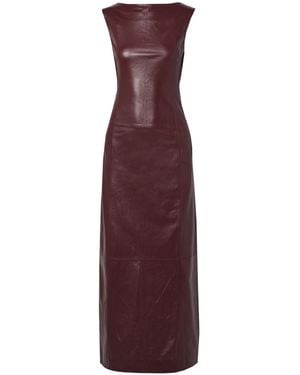 Proenza Schouler Open-Back Leather Midi Dress - Purple