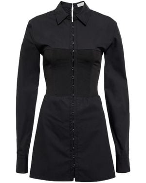 Dion Lee Knitted Patchwork Satin Mini Dress - Black