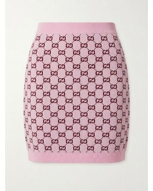 Gucci Monogrammed Intarsia Knit Skirt - Red