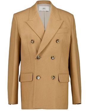 Ami Paris Ami Double-Breasted Blazer - Natural