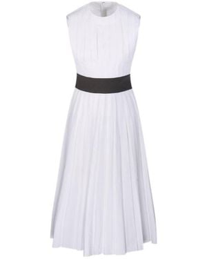Tory Burch Pleated Poplin Dress - White