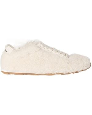 Miu Miu Plume Shearling Sneakers - Natural