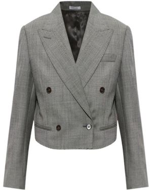 McQueen Double-Breasted Cropped Blazer - Grey