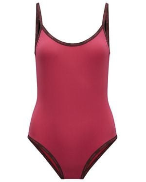 Moncler Logo Trim Swimsuit - Red