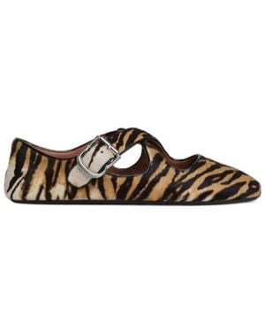 Alaïa Crossed Ballet Flats - Brown