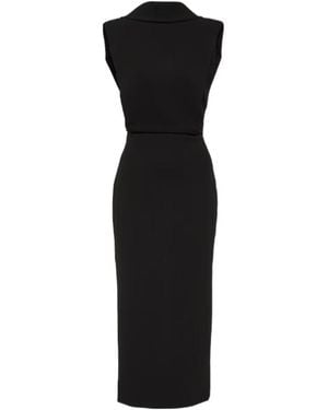 Roland Mouret High Neck Cady Midi Dress - Black