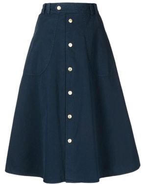 A.P.C. Jamie A-Line Midi Skirt - Blue