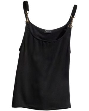 Gucci Viscose Crêpe Jersey Top With Horsebit, Ready-To-Wear - Black