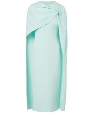 Safiyaa Oria Caped Crêpe Midi Dress - Blue