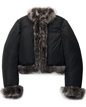 Alexander Wang Fur Trim Cardigan Puffer Coat - Black