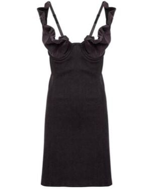 Y. Project Ruffled Denim Minidress - Black