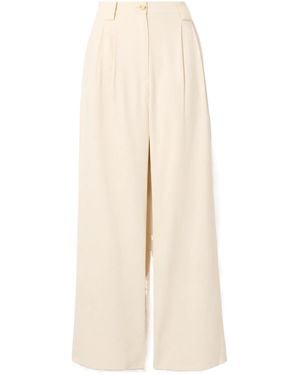 A.L.C. Pleated Linen-Blend Twill Wide-Leg Trousers - Natural