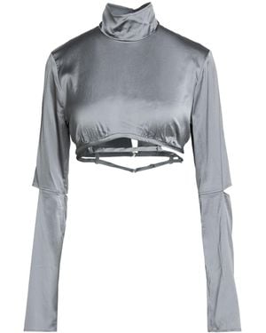 Jacquemus Solid Satin Cropped Top - Gray
