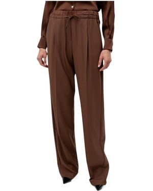 Marella Drawstring Pleated Casual Pants - Brown