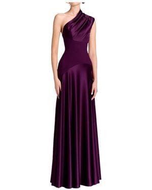Solace London One-Shoulder Draped Maxi Dress - Purple
