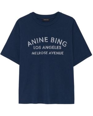 Anine Bing Cade T-Shirt Melrose Stencil - Blue