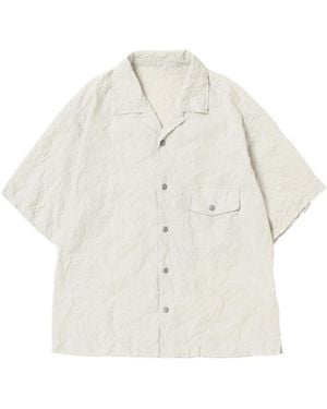 and wander Pleated Short-Sleeved Shirt - White