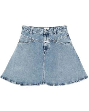 Closed Cotton Short Skirt - Blue