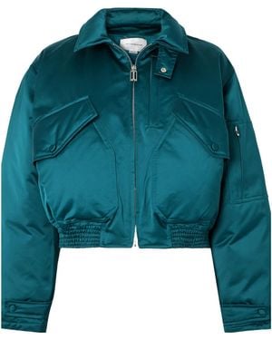 Victoria Beckham Padded Cotton-Blend Sateen Down Bomber Jacket - Blue