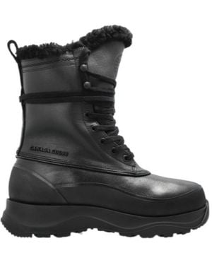 Canada Goose Fur-Trim Lace-Up Boots - Black