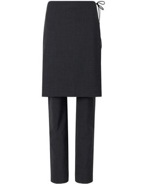 St. Agni Bodycon Slim-Fit Trousers With Skirt-Style Details - Black