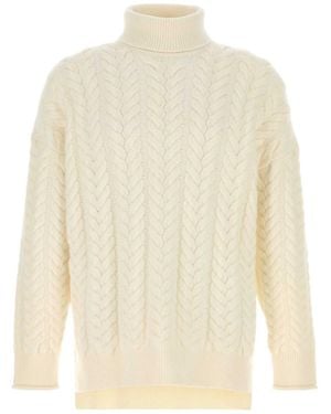 Giorgio Armani Cable Knit Turtleneck Jumper - White