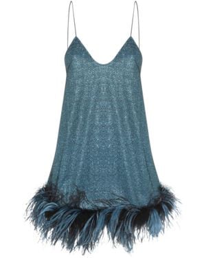 Oséree Osree Lumire Plumage Sleeveless Mini Dress - Blue