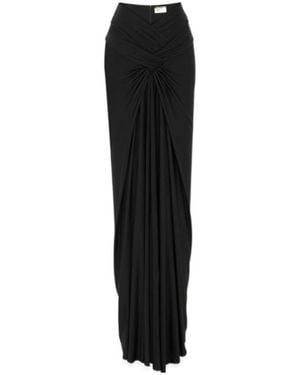 Saint Laurent Ruched Long Skirt - Black