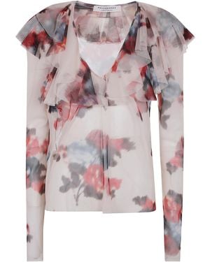 Philosophy Di Lorenzo Serafini Tulle Flower Printed Blouse - Pink