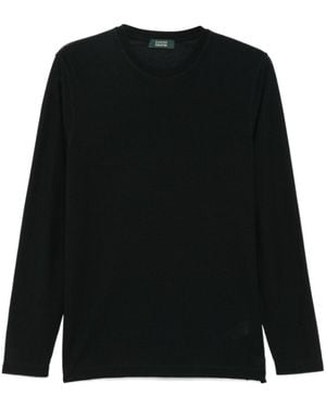 Zanone Crewneck Knitted Top - Black