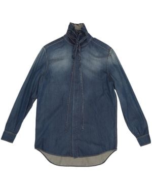 Dior Long Blouse With Tied Collar - Blue