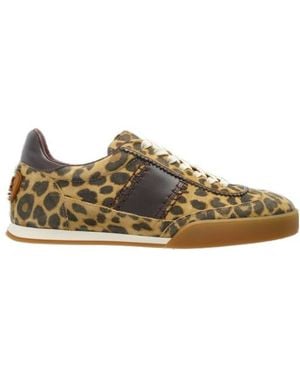 Etro Leopard Printed Lace-Up Sneakers - Brown