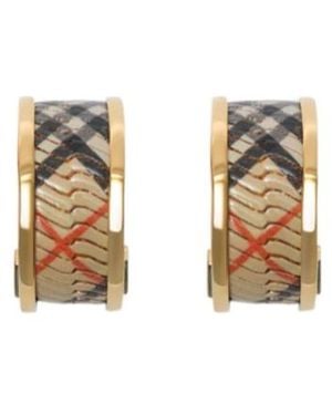 Burberry Check Print Hoop Earrings - Metallic