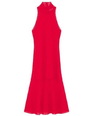 McQueen Spider Lace Midi Dress - Red