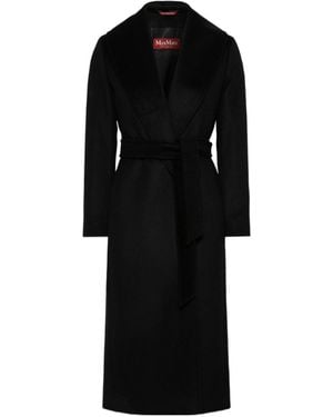 Max Mara Loriana Long-Sleeve Belted Coat - Black