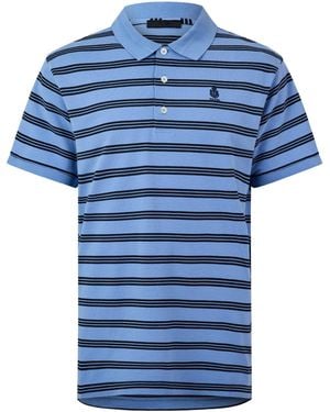 Prada Horizontal Striped Pique Polo Shirt - Blue
